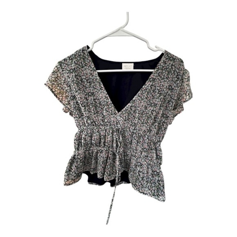 Abound Black Floral Ruffle Blouse